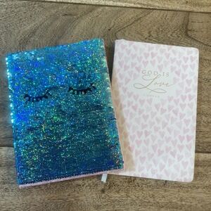 Pen + Gear Notepad Lined Journal Lot Of 2 And Sequin Cover